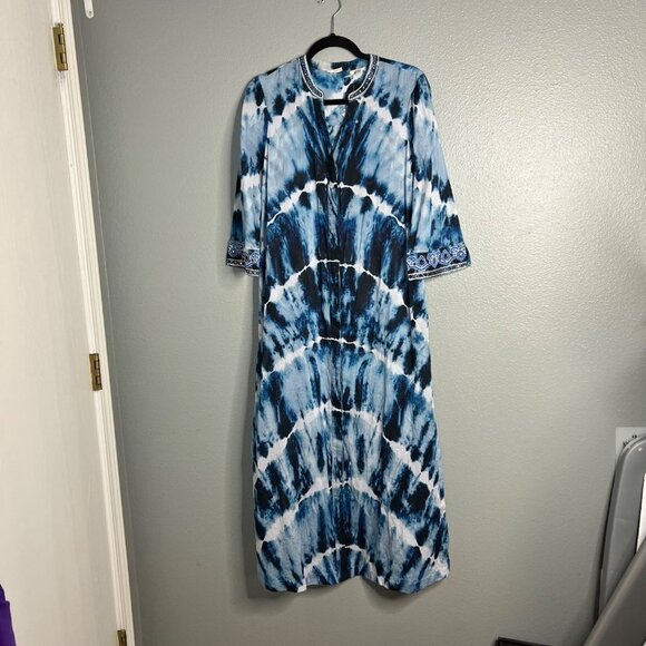 NWOT Soft Surroungings Sea Sprite Tie Dye Maxi Dress Embroidered Embellished XS - Picture 4 of 14